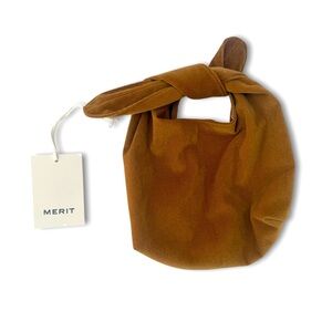 NWT Merit Signature Knot-Top Women’s Makeup Cosmetic Bag - Brown Corduroy